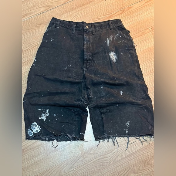 Custom widened black distressed Jean shorts made by my friend @huntz_44 - Picture 2 of 2